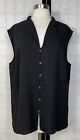 Lafayette 148 New York 100% Silk Sleeveless Button BLACK Down Shirt. Size: XL