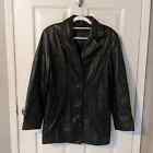 Genuine Black Leather Button Up Short Trench Coat from Outdoor Exchange Size S