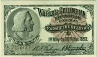 1893 - World's Columbian Exposition Ticket, Admit the Bearer, Columbus Vignette