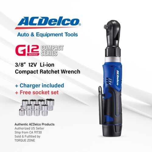 ACDelco ARW1209P G12 Series 12V Li-ion 3/8” 45 ft-lbs. Ratchet Wrench Tool Kit