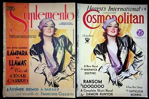 Harrison Fisher COVERS ONLY Cosmopolitan Magazine October 1933 + Spanish Cover