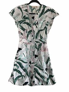 Tory Burch Shirt Dress Size 0 Button Floral Cotton Ivory Desert Bloom Pockets