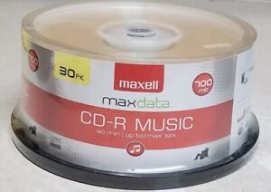 MAXELL CD-R 80 Minutes Music CD 30 PK 700 MB Spindle New Sealed