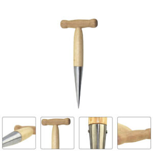 Stainless Steel Dibbler with Wooden Handle for Planting Bulb Gardening Tool