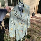 CAbi Womens Guinevere Jacobean Floral Tapestry Jacket Trench Coat Size 4 Blue