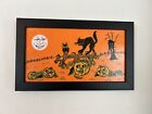 Antique / Vintage  Halloween Crepe Paper DECOUPAGED on a Panel, and framed