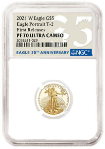 2021 W 1/10 oz Proof $5 Gold Eagle NGC PF70 First Releases T2 Type 2- IN HAND!