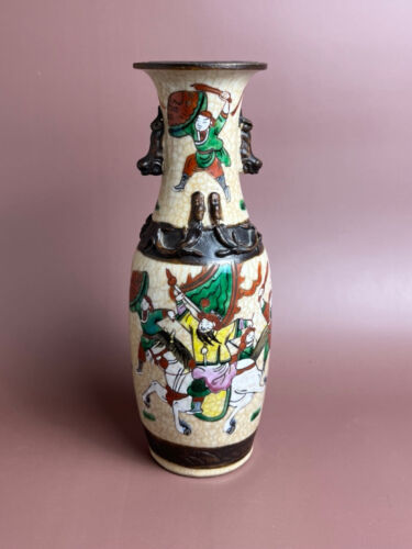 New ListingAntique Chinese Famille Verte Vase with Figures Decoration Signed 10