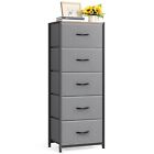 New Listing5 Drawer Fabric Storage Bedroom Organizer Chest Drawers Top Metal Frame Large