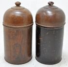 Lot of 2 Vintage Wooden Round Candy Box Original Old Hand Turned Lacquer Painted