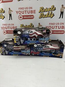 RARE Muscle Machines Die Cast Car 1:18 Scale Stars and Stripes Lot 3 Cars In Box