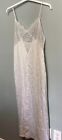 Vintage  Miss Dior Lingerie Nightgown White Embossed Floral & Lace Union Made L