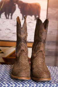 Cowboy Boots Men, Size 10D, Python Round Toe TEXAS COUNTRY OFFICIAL