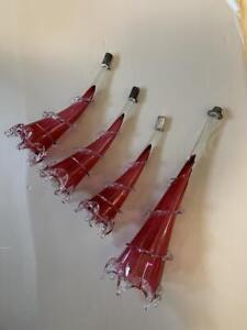 Epergne Horns Cranberry Applied Crystal Ruffle 1 Center 15