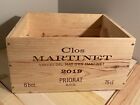 Clos Martinet Empty Six Bottle Wooden Wine Crate. Used Wooden Wine Box.