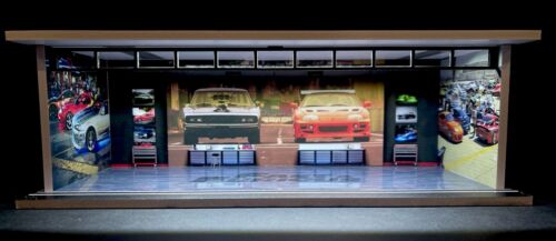 Fast N Furious V2 Theme FOR Hot Wheels 1:64 Model Diorama Garage LED Lighting!
