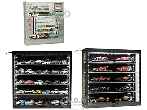 WALL MOUNT 5 TIER DISPLAY CASE W/ BLACK BACK FOR 1/64-1/43 SCALE CARS MJ8850 BK