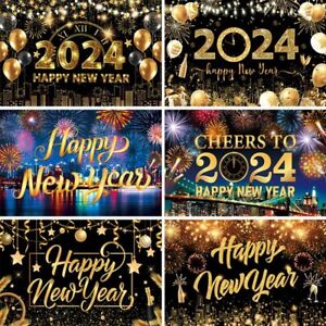 2024 Happy New Year Photography Backdrop Background Banner Home Party Decor US