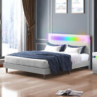 Platform Bed Frame with Smart LED Strip Light,King/Queen/Full Size,LED Bed Frame