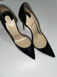 Christian Louboutin Patent Black Leather Pump Heel Women 37