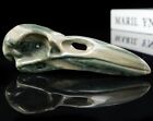 Raven Skull Carved Nine Dragon Jade Stone Natural Crystal Statue Healing Gift