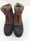 Sorel Women's Powder Edge Suede Brown Front Zip Insulated Snow Boots Size 9