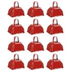 12 Pack Cow Bells Noise Makers with Handle for Sporting Events, Red, 3 x 3 In