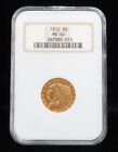 1910 NGC MS62 Early Slab $5 Indian Head Gold Coin