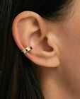 0.12 Ct Round Real Diamond 14k Yellow Gold Plated Huggie Ear Cuff Earrings