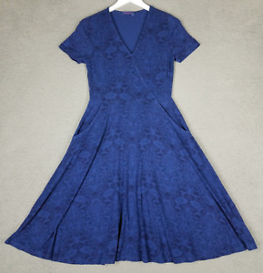 Fresh Produce Dress Women's Small Blue A-Line Pockets V-Neck Short Sleeve Casual