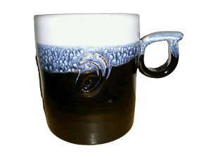 New ListingHand Thrown Studio Art Pottery Speckled Blue Brown Swirl  Coffee Mug Tea  Cup