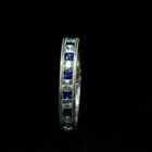 Art Deco Eternity 18K Genuine French- Cut Blue Sapphire Diamand Ring Size 5