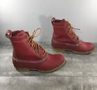 L.L. Bean Red Leather Rain Duck Rubber Sherpa Lined Womens Boots Size 8 USA Made