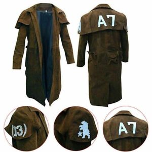 Men's A7  Fallout Vegas Veteran Ranger Long Trench Coat | Brown Duster Coat