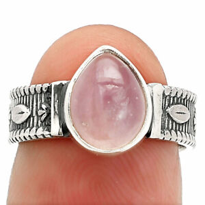 Natural Rose Quartz - Madagascar 925 Sterling Silver Ring s.6 Jewelry R-1058