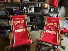 2 Vintage Kansas City Chief’s Wooden & Canvas Folding Sling Chair’s