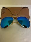 Ray-Ban Aviator Sunglasses Gold Frame Blue Mirror Lens RB3026 112/17 62mm Large