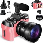 Digital Cameras 4K 48MP 16X 3'' with Wide Angle Lens & Macro Lens for YouTube