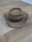 VTG John B. Stetson 4X Beaver USA Made Dark Brown Leather Cowboy Hat 7 3/8