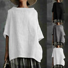 Summer Womens Cotton Linen Half Sleeve T Shirt Top Ladies Plain Loose Blouse Tee