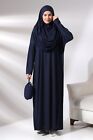 Muslim Women Prayer Dress, Prayer Abaya with Bag, One-Piece Long Dress NV Blue