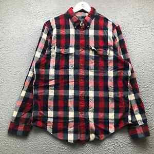 Abercrombie & Fitch Flannel Button Up Shirt Men XL Long Sleeve Pockets Check Red
