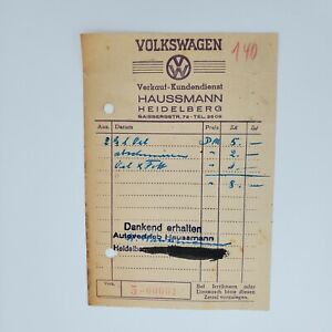 VW Vintage German Volkswagen early receipt oil Sales Customer Service paper old