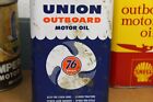 RARE * GRAPHIC ~1950s era UNION 76 OUTBOARD MOTOR OIL Old 1 quart Tin Can