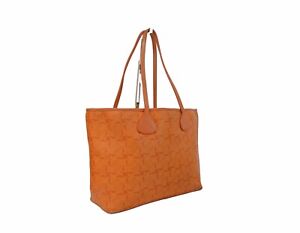 Auth Celine Orange Leather Hand Bag Tote Bag Shoulder Bag Purse Used Vintage