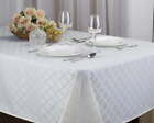 Fabric Tablecloth Harriet Jacquard Printed Table Decor, 4 Sizes, 9 Solid Colors