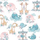 BTY 3 Wishes Mommy & Me Whale Giraffe Elephant Flannel Cotton Fabric By The Yard