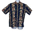 Vintage Retro Cooke Street Hawaiian Shirt Mens M Plumeria Aloha Vacation Blue