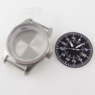39mm sapphire glass pilot Watch Case black luminous dial fit NH35 NH36 MOVEMENT