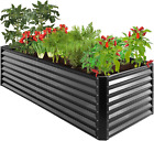 New Listing8X4X2Ft Outdoor Metal Raised Garden Bed, Deep Root Planter Box for Vegetables, F